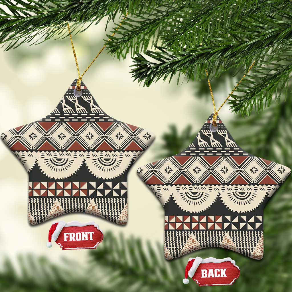 Vintage Bula Fiji Masi Ceramic Ornament Fijian Tapa Cloth - Polynesian Pride