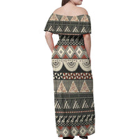 Vintage Bula Fiji Masi Family Matching Off Shoulder Maxi Dress and Hawaiian Shirt Fijian Tapa Cloth - Polynesian Pride
