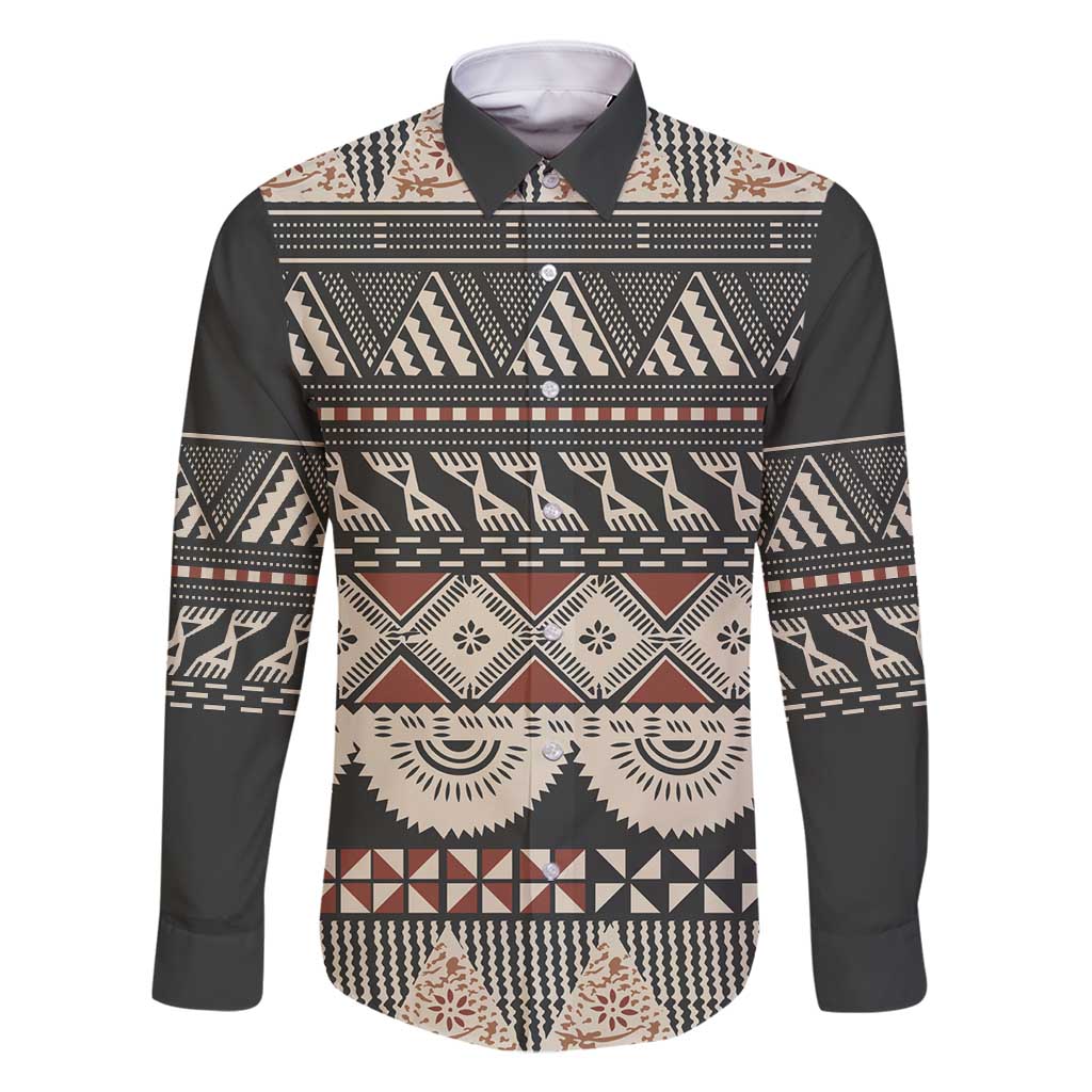 Vintage Bula Fiji Masi Family Matching Off Shoulder Short Dress and Hawaiian Shirt Fijian Tapa Cloth - Polynesian Pride