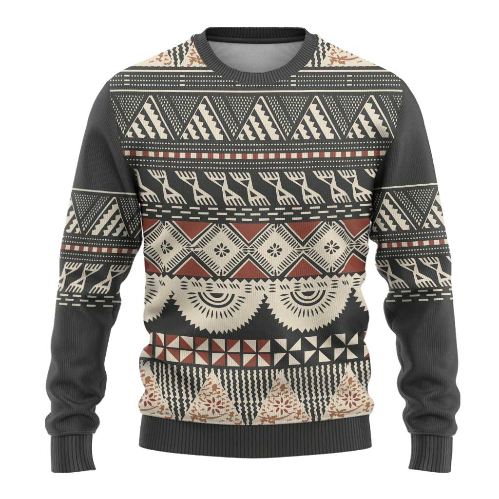 Vintage Bula Fiji Masi Ugly Christmas Sweater Fijian Tapa Cloth - Polynesian Pride