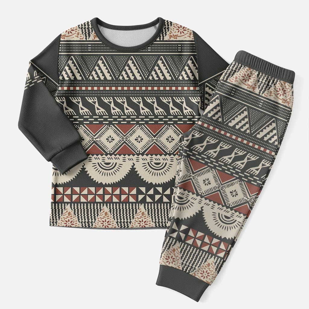 Vintage Bula Fiji Masi Christmas Pajama Set Fijian Tapa Cloth - Polynesian Pride