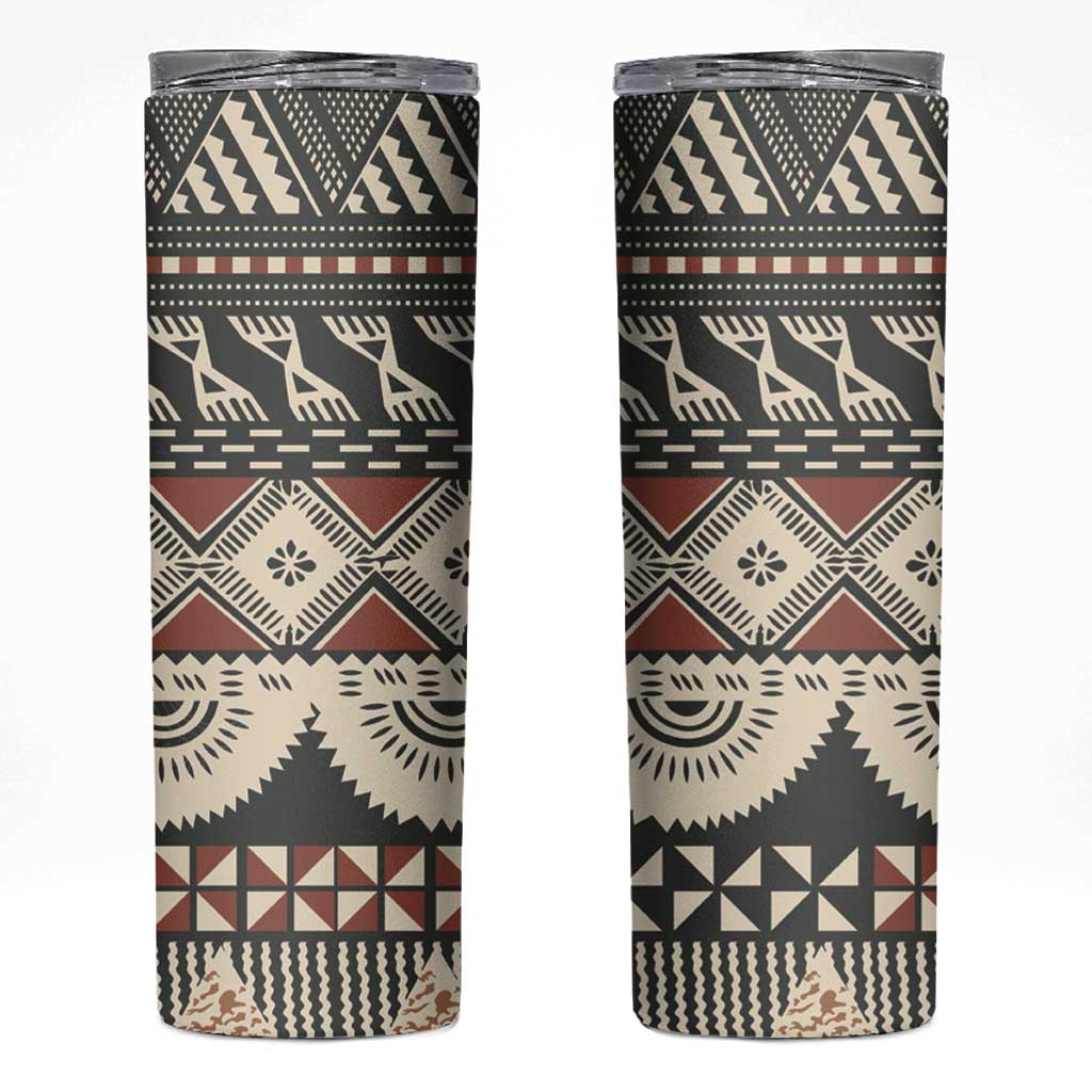 Vintage Bula Fiji Masi Skinny Tumbler Fijian Tapa Cloth - Polynesian Pride