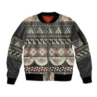 Vintage Bula Fiji Masi Sleeve Zip Bomber Jacket Fijian Tapa Cloth - Polynesian Pride