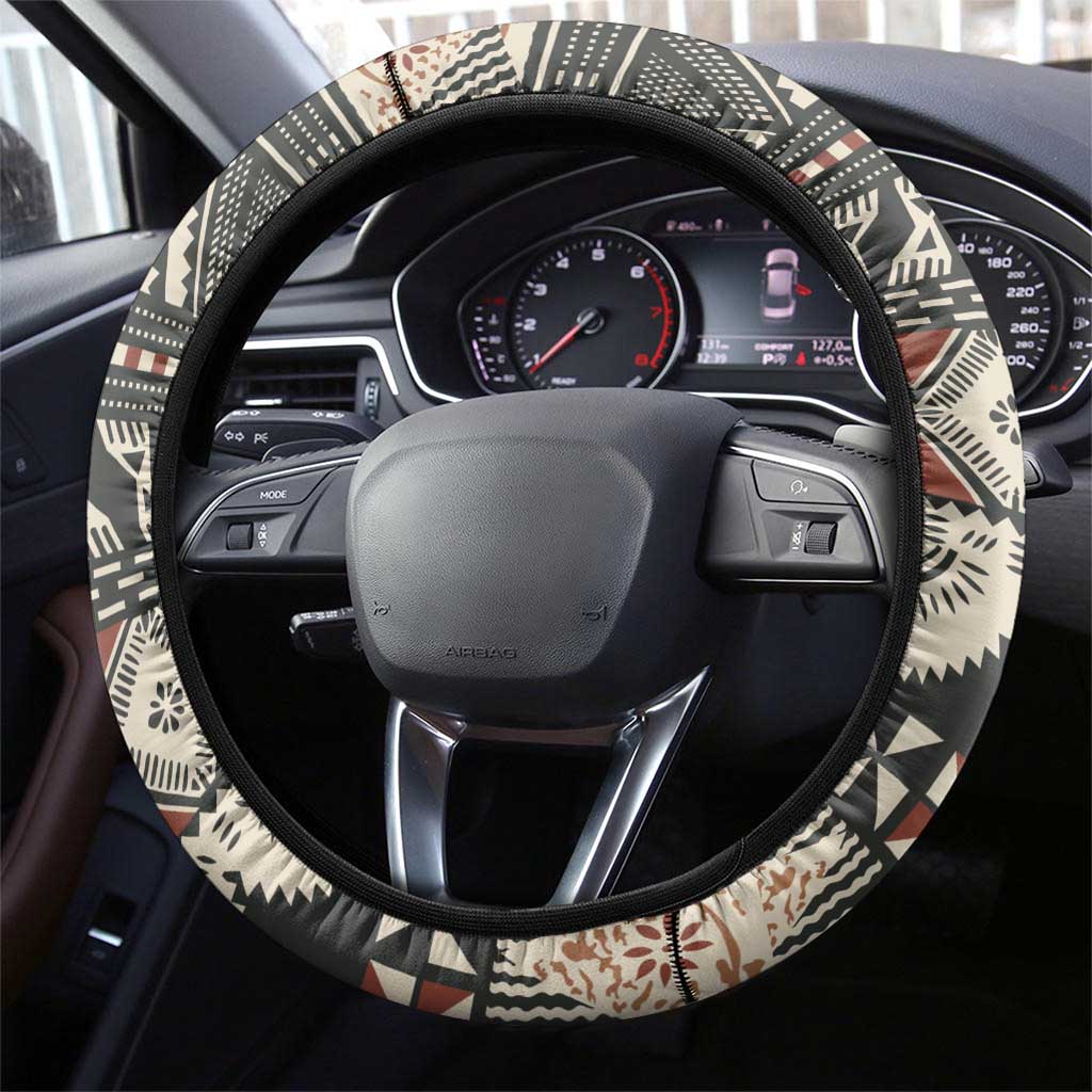 Vintage Bula Fiji Masi Steering Wheel Cover Fijian Tapa Cloth - Polynesian Pride