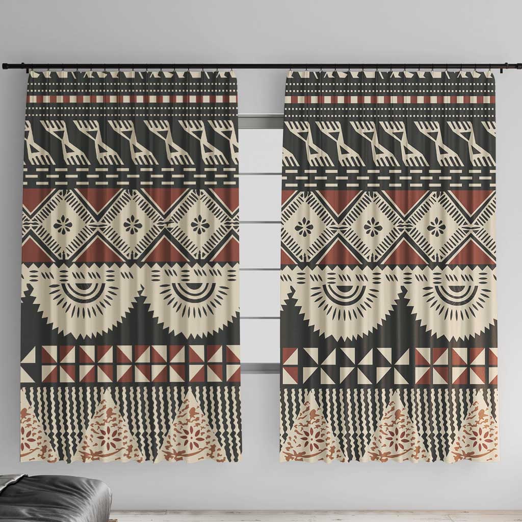 Vintage Bula Fiji Masi Window Curtain Fijian Tapa Cloth - Polynesian Pride