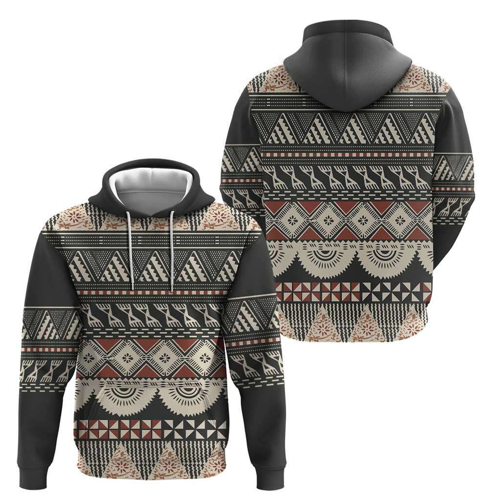 Vintage Bula Fiji Masi Zip Hoodie Fijian Tapa Cloth - Polynesian Pride