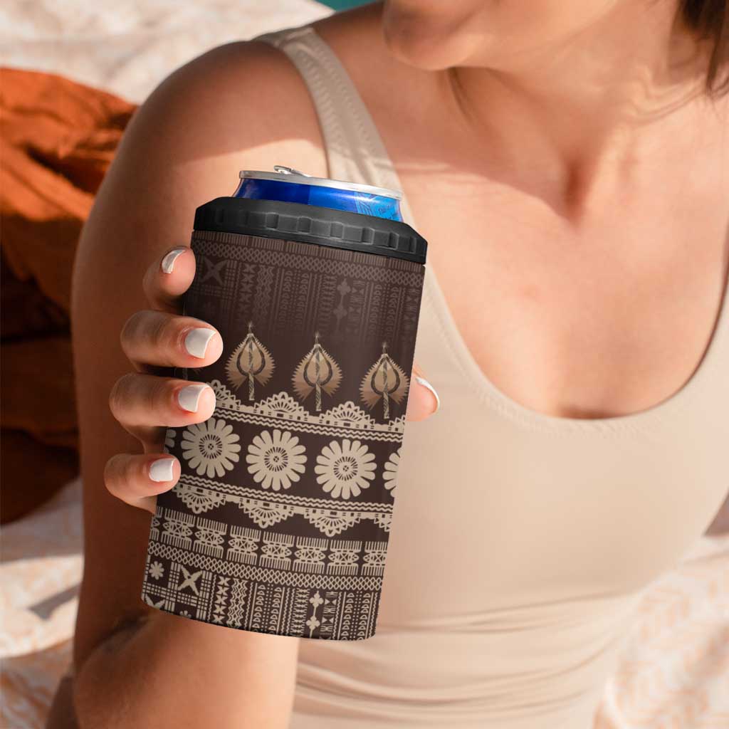 Bula Fiji Iri ni Meke 4 in 1 Can Cooler Tumbler Kuvui Fijian Masi - Polynesian Pride