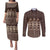 Bula Fiji Iri ni Meke Couples Matching Puletasi and Long Sleeve Button Shirt Kuvui Fijian Masi - Polynesian Pride