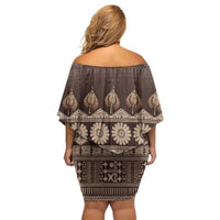 Bula Fiji Iri ni Meke Family Matching Off Shoulder Short Dress and Hawaiian Shirt Kuvui Fijian Masi - Polynesian Pride