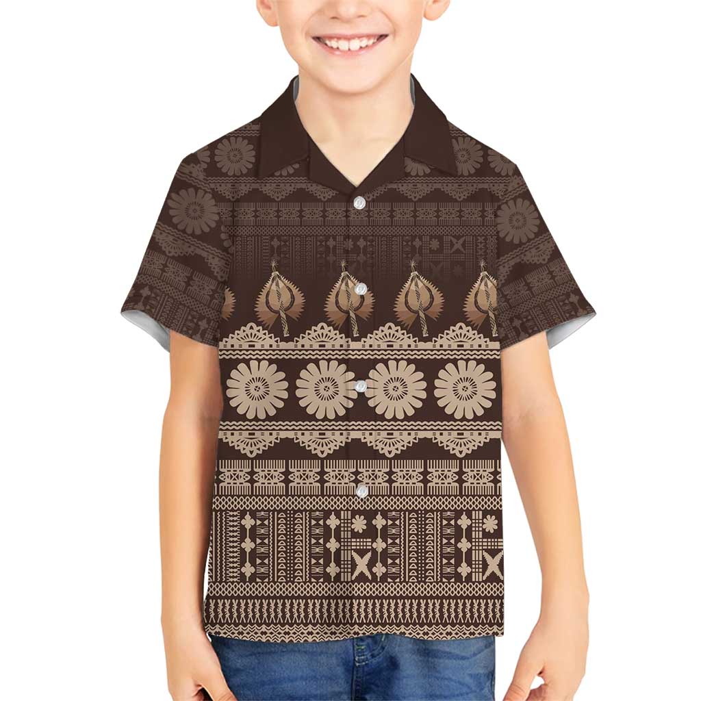 Bula Fiji Iri ni Meke Family Matching Puletasi and Hawaiian Shirt Kuvui Fijian Masi - Polynesian Pride