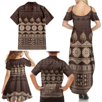 Bula Fiji Iri ni Meke Family Matching Summer Maxi Dress and Hawaiian Shirt Kuvui Fijian Masi - Polynesian Pride