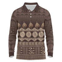 Bula Fiji Iri ni Meke Long Sleeve Polo Shirt Kuvui Fijian Masi - Polynesian Pride