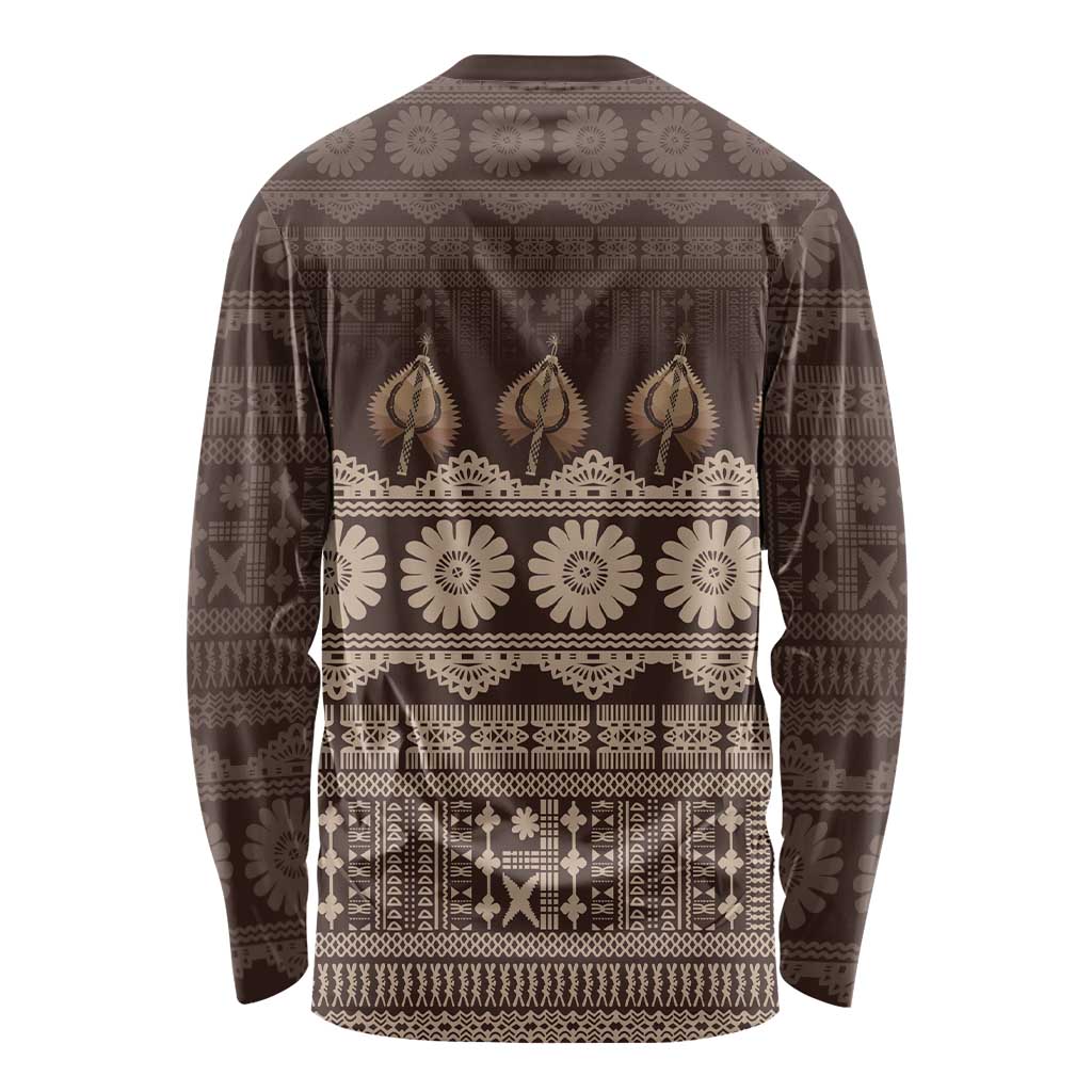 Bula Fiji Iri ni Meke Long Sleeve Shirt Kuvui Fijian Masi - Polynesian Pride