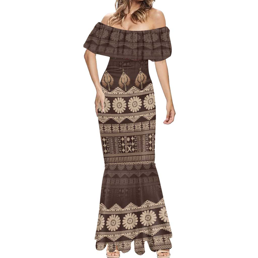 Bula Fiji Iri ni Meke Mermaid Dress Kuvui Fijian Masi - Polynesian Pride
