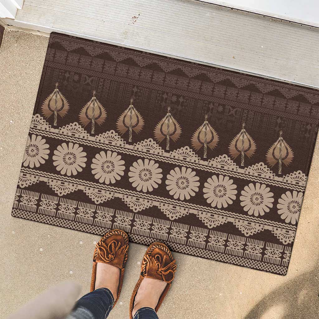 Bula Fiji Iri ni Meke Rubber Doormat Kuvui Fijian Masi - Polynesian Pride