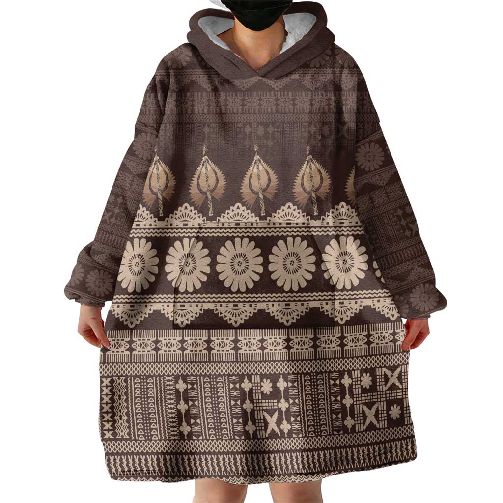 Bula Fiji Iri ni Meke Wearable Blanket Hoodie Kuvui Fijian Masi - Polynesian Pride