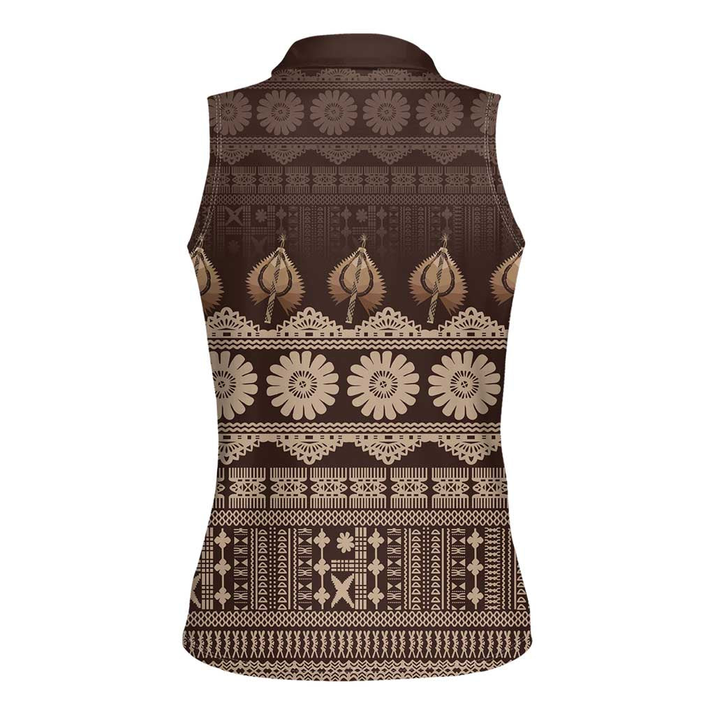 Bula Fiji Iri ni Meke Women Sleeveless Polo Shirt Kuvui Fijian Masi - Polynesian Pride