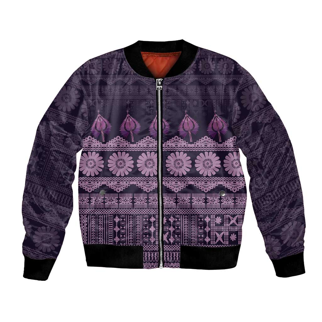 Bula Fiji Iri ni Meke Bomber Jacket Lokaloka Fijian Masi - Polynesian Pride