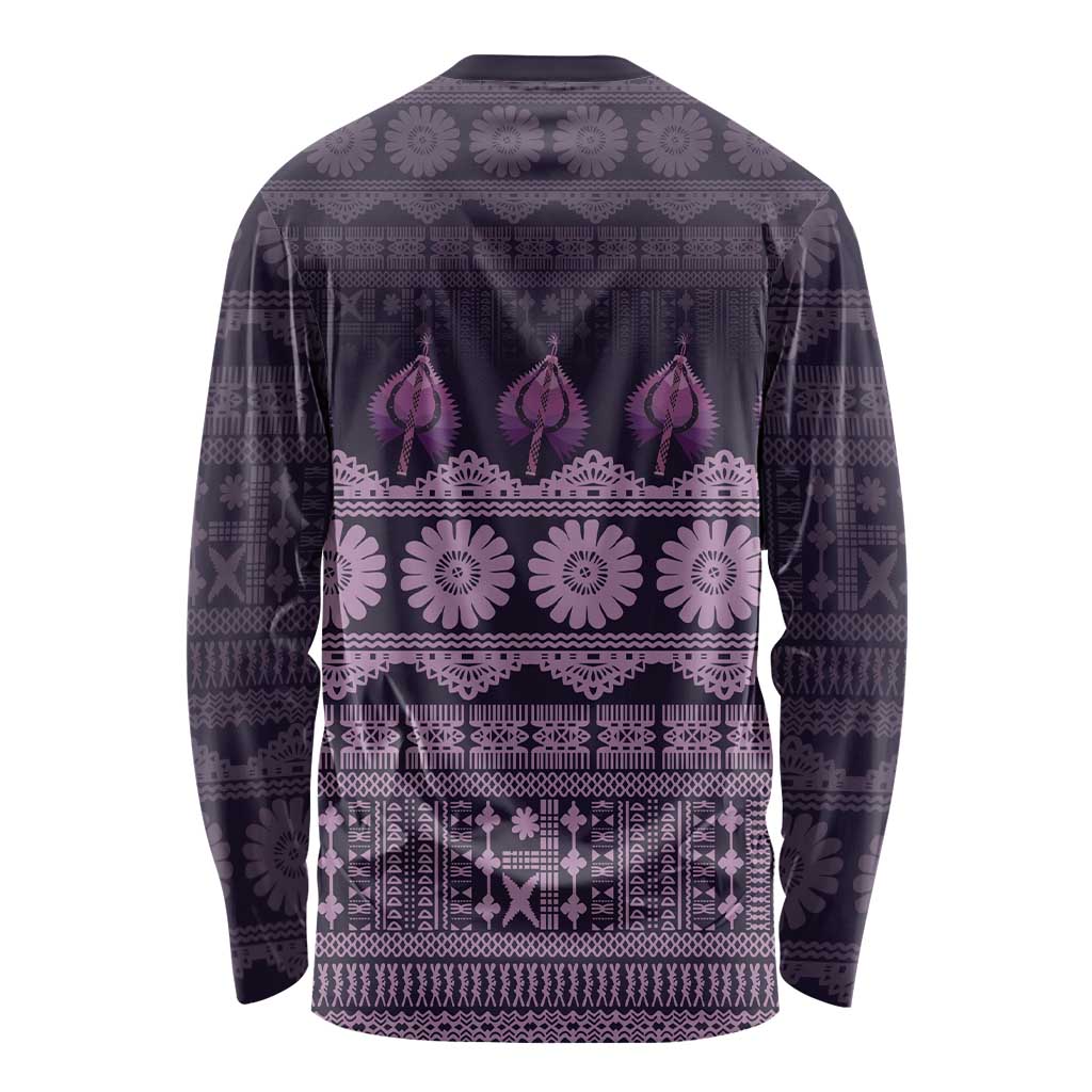 Bula Fiji Iri ni Meke Long Sleeve Shirt Lokaloka Fijian Masi - Polynesian Pride