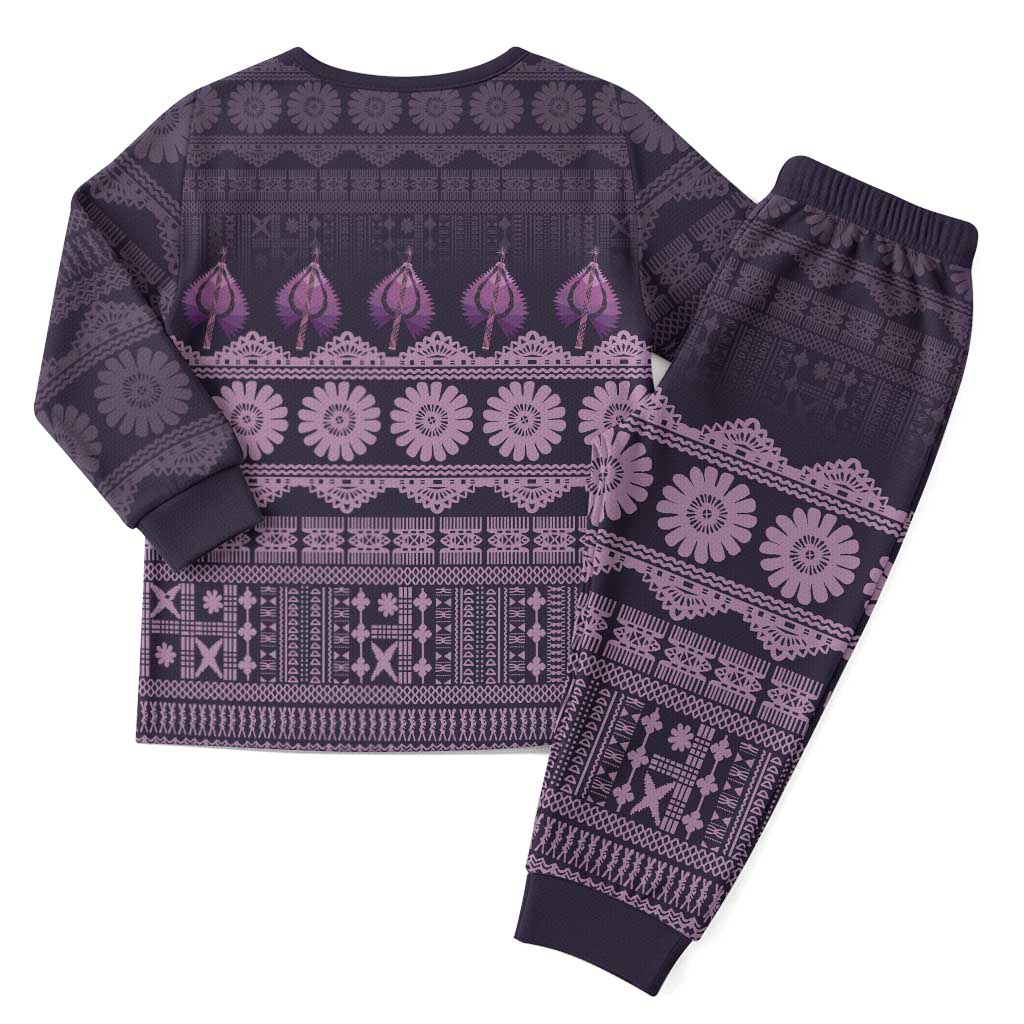 Bula Fiji Iri ni Meke Christmas Pajama Set Lokaloka Fijian Masi - Polynesian Pride