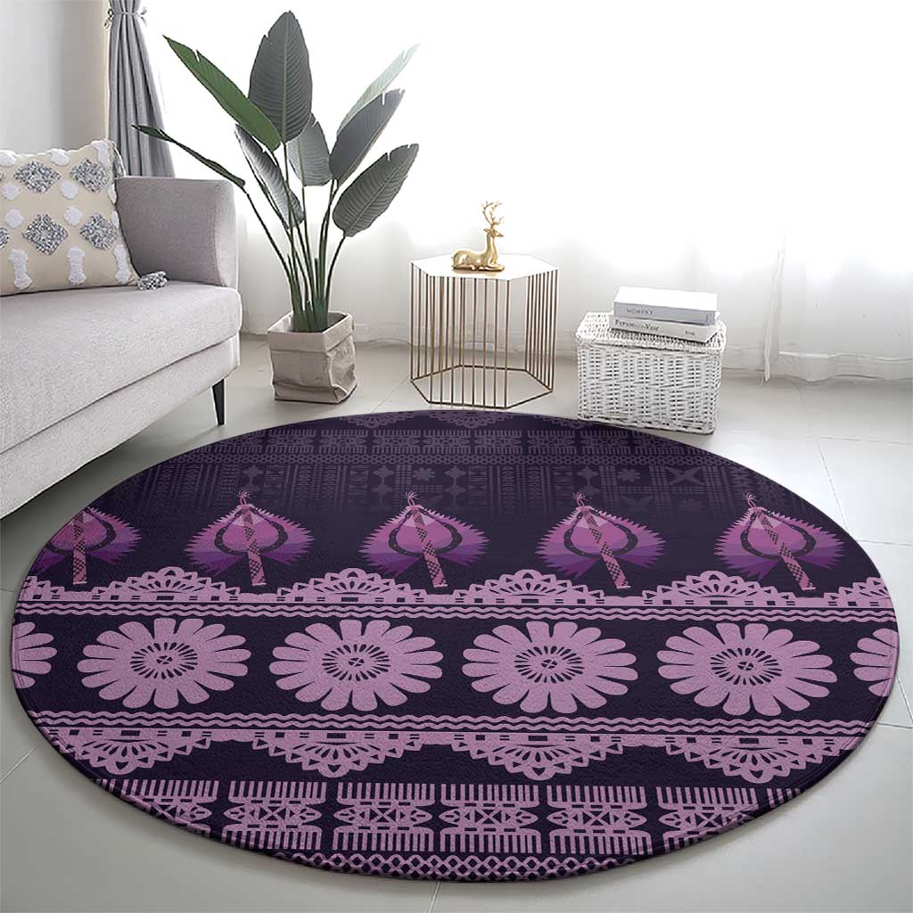 Bula Fiji Iri ni Meke Round Carpet Lokaloka Fijian Masi - Polynesian Pride