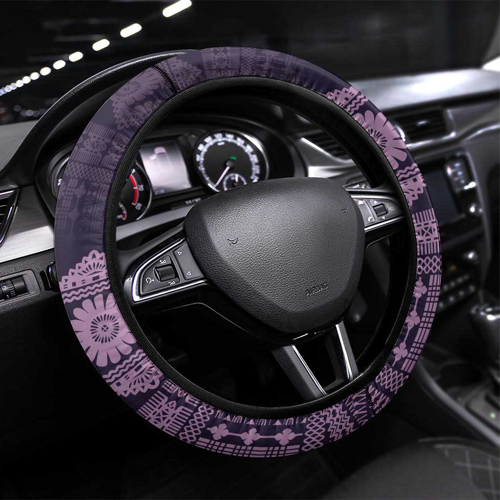 Bula Fiji Iri ni Meke Steering Wheel Cover Lokaloka Fijian Masi - Polynesian Pride