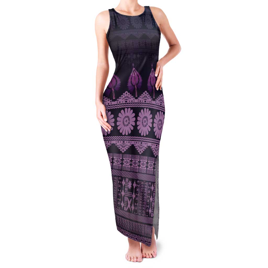 Bula Fiji Iri ni Meke Tank Maxi Dress Lokaloka Fijian Masi - Polynesian Pride