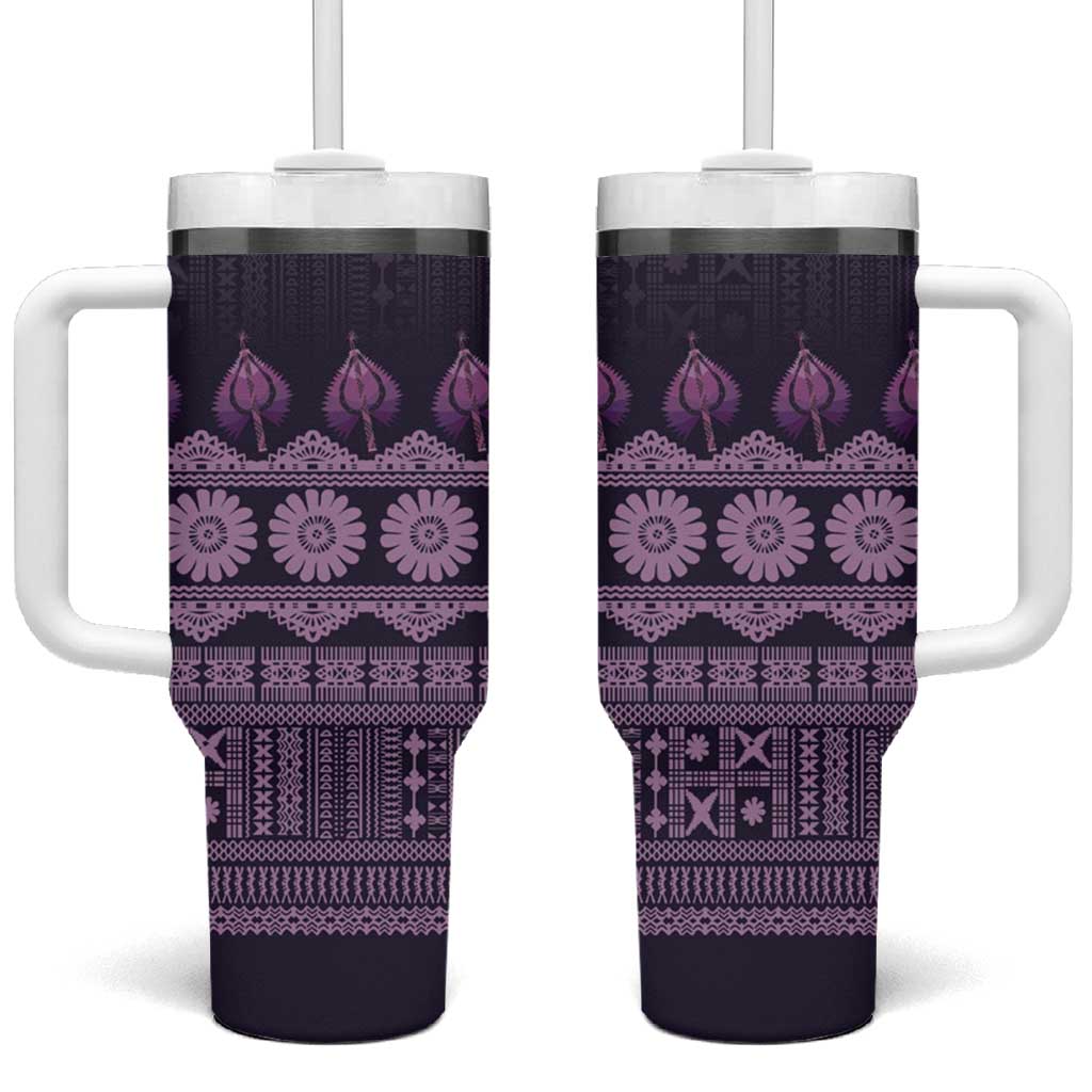 Bula Fiji Iri ni Meke Tumbler With Handle Lokaloka Fijian Masi - Polynesian Pride