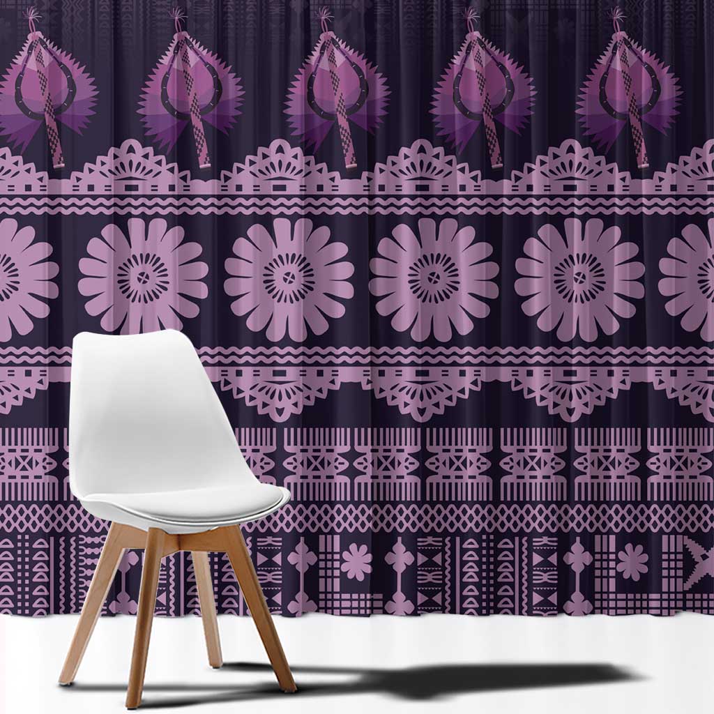 Bula Fiji Iri ni Meke Window Curtain Lokaloka Fijian Masi - Polynesian Pride