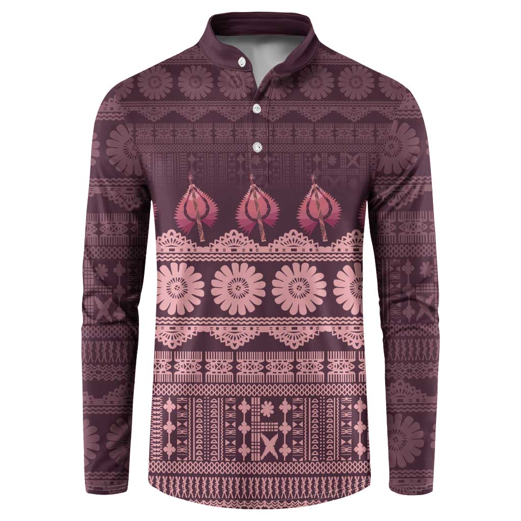 Bula Fiji Iri ni Meke Button Sweatshirt Piqi Fijian Masi - Polynesian Pride