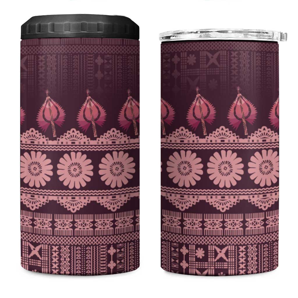 Bula Fiji Iri ni Meke 4 in 1 Can Cooler Tumbler Piqi Fijian Masi - Polynesian Pride
