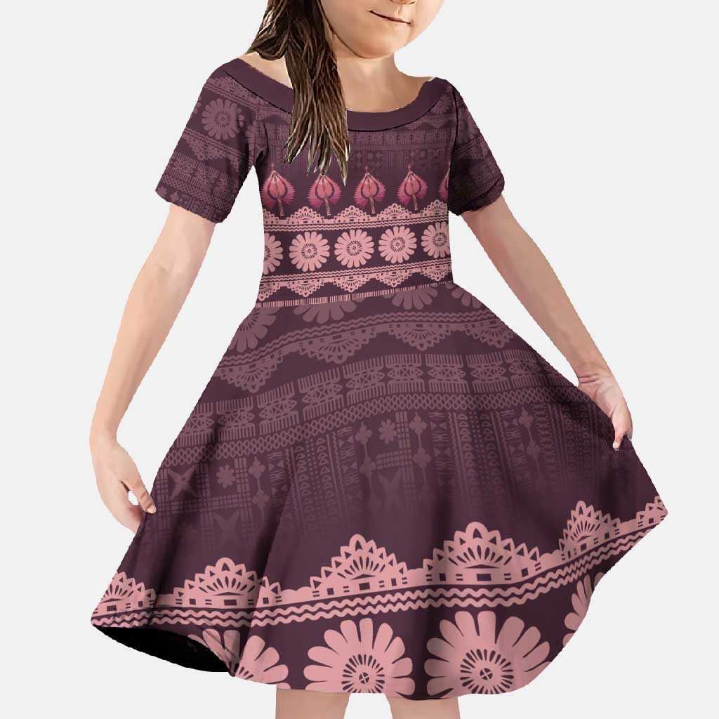 Bula Fiji Iri ni Meke Family Matching Summer Maxi Dress and Hawaiian Shirt Piqi Fijian Masi - Polynesian Pride