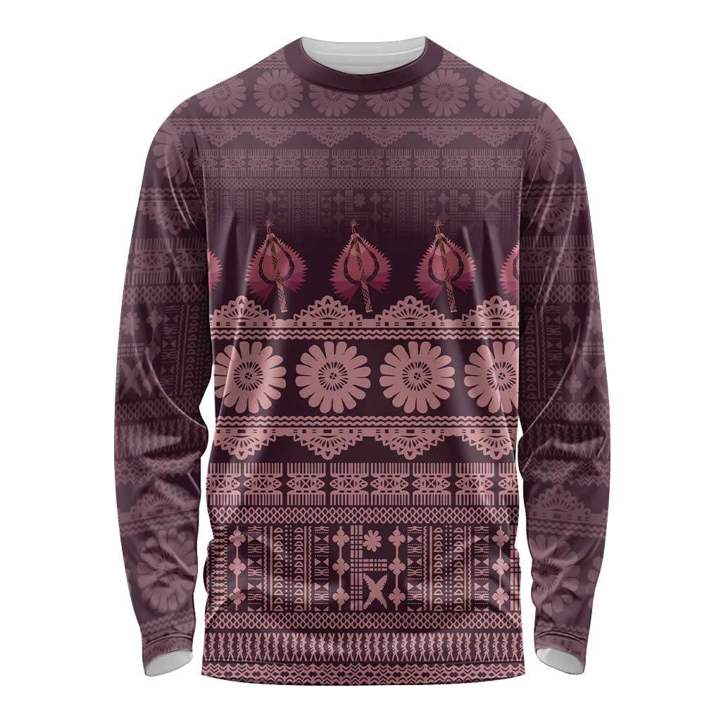 Bula Fiji Iri ni Meke Long Sleeve Shirt Piqi Fijian Masi - Polynesian Pride