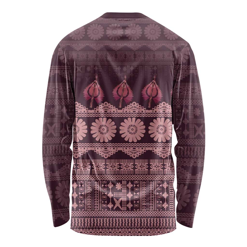 Bula Fiji Iri ni Meke Long Sleeve Shirt Piqi Fijian Masi - Polynesian Pride