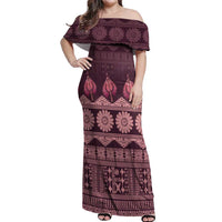 Bula Fiji Iri ni Meke Off Shoulder Maxi Dress Piqi Fijian Masi - Polynesian Pride