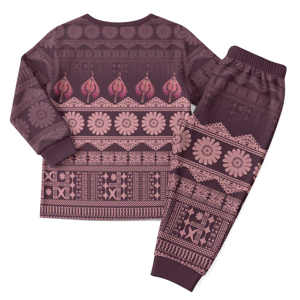 Bula Fiji Iri ni Meke Christmas Pajama Set Piqi Fijian Masi - Polynesian Pride