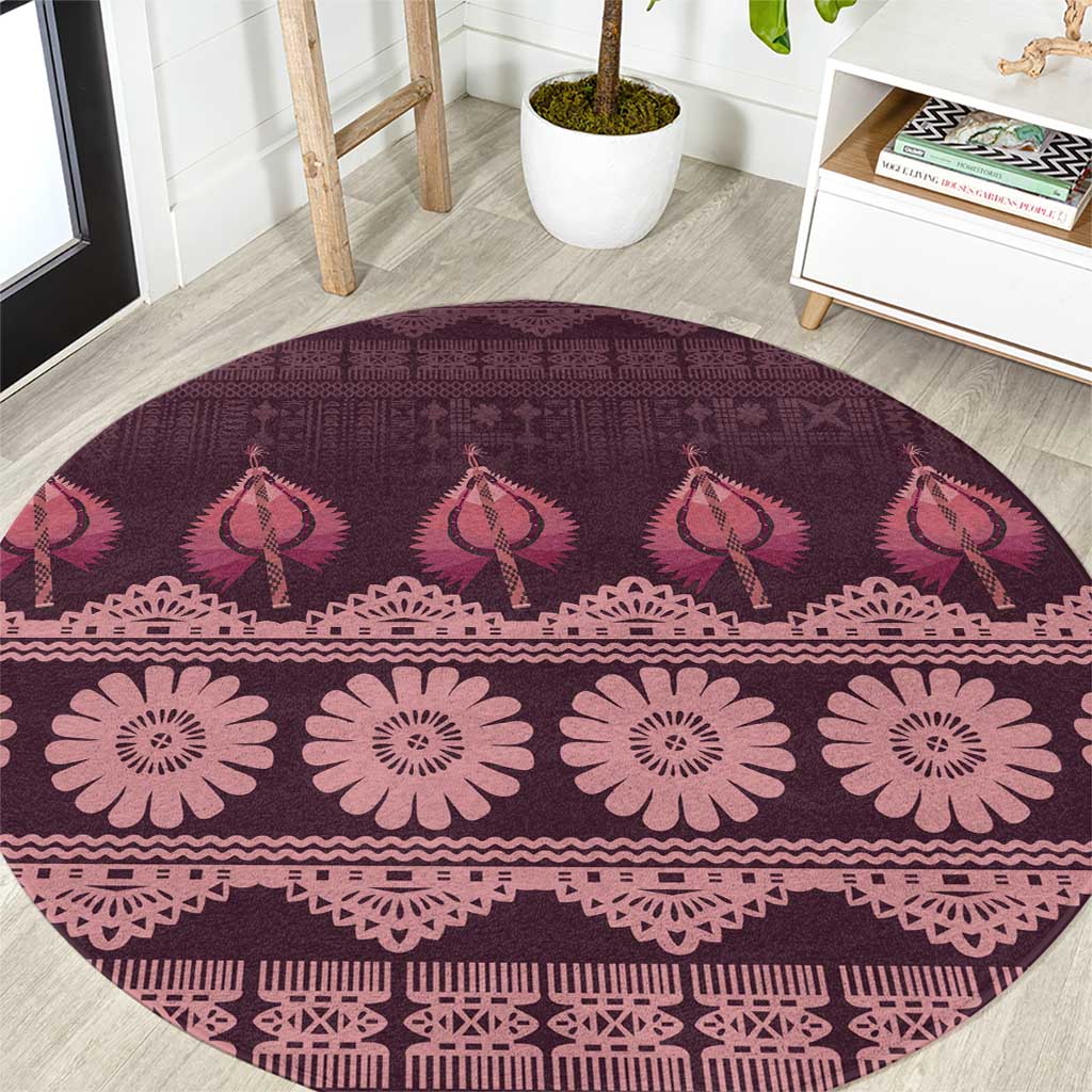 Bula Fiji Iri ni Meke Round Carpet Piqi Fijian Masi - Polynesian Pride