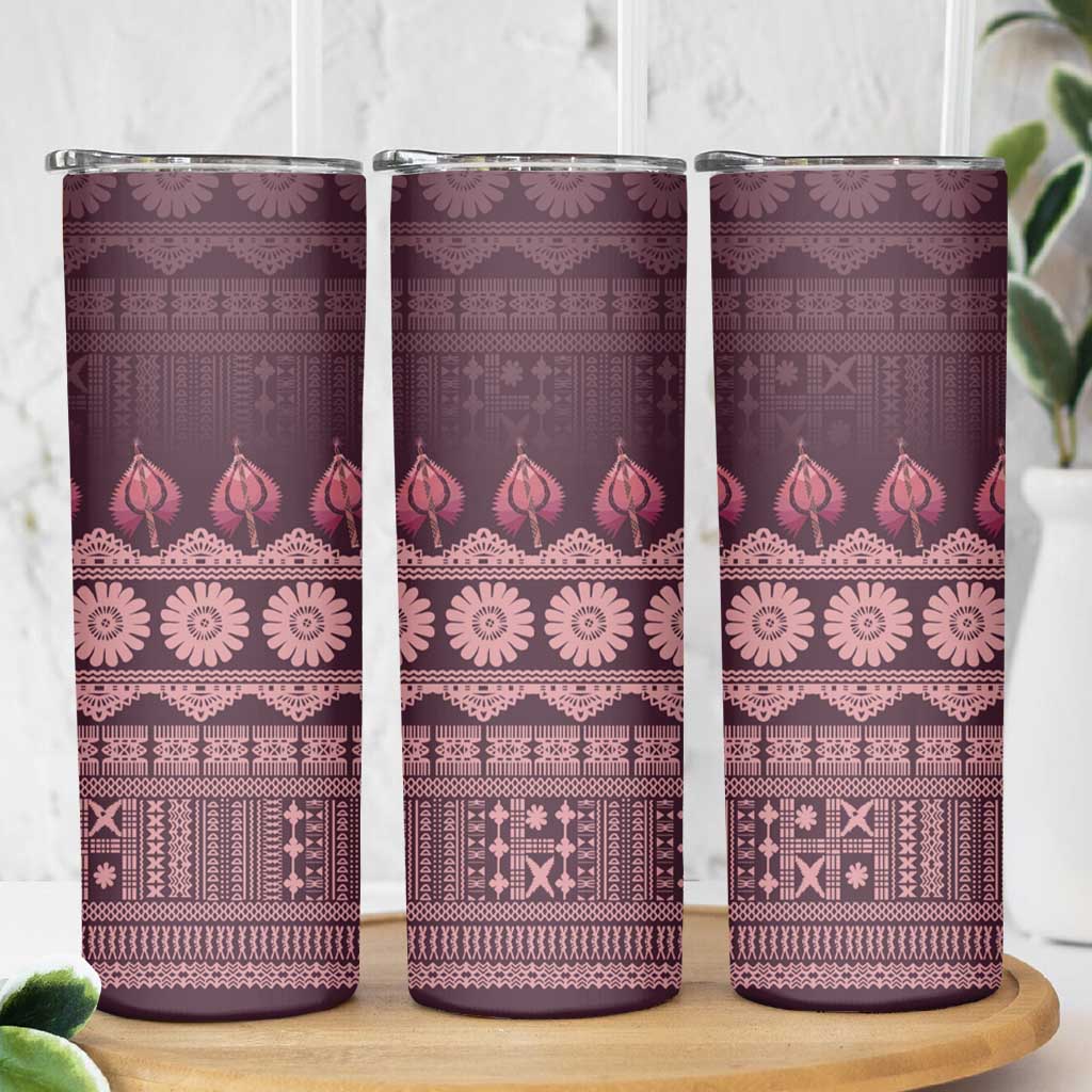 Bula Fiji Iri ni Meke Skinny Tumbler Piqi Fijian Masi - Polynesian Pride