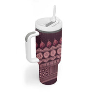 Bula Fiji Iri ni Meke Tumbler With Handle Piqi Fijian Masi - Polynesian Pride