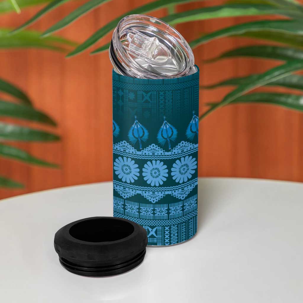 Bula Fiji Iri ni Meke 4 in 1 Can Cooler Tumbler Karakarawa Fijian Masi - Polynesian Pride