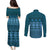 Bula Fiji Iri ni Meke Couples Matching Puletasi and Long Sleeve Button Shirt Karakarawa Fijian Masi - Polynesian Pride