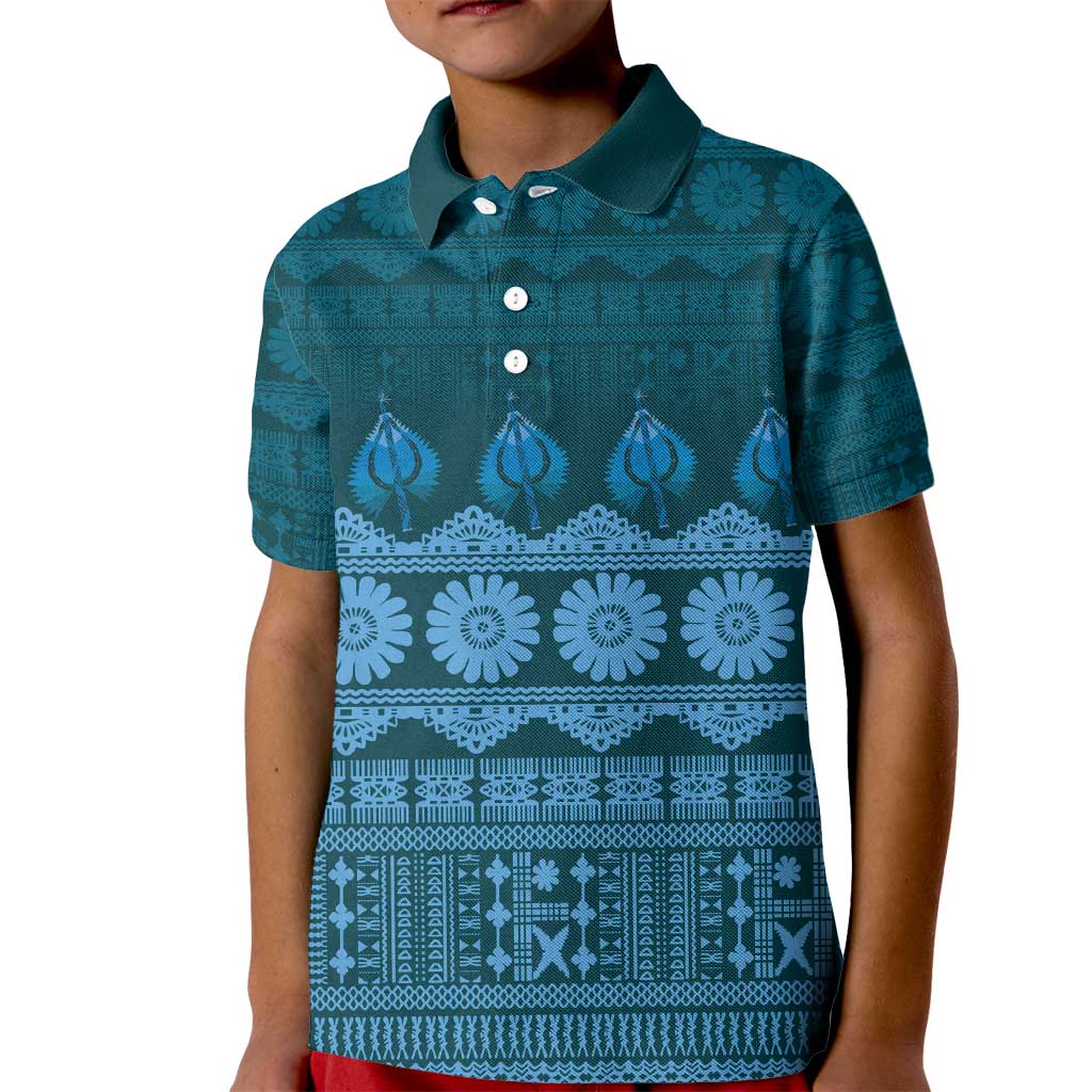 Bula Fiji Iri ni Meke Kid Polo Shirt Karakarawa Fijian Masi - Polynesian Pride