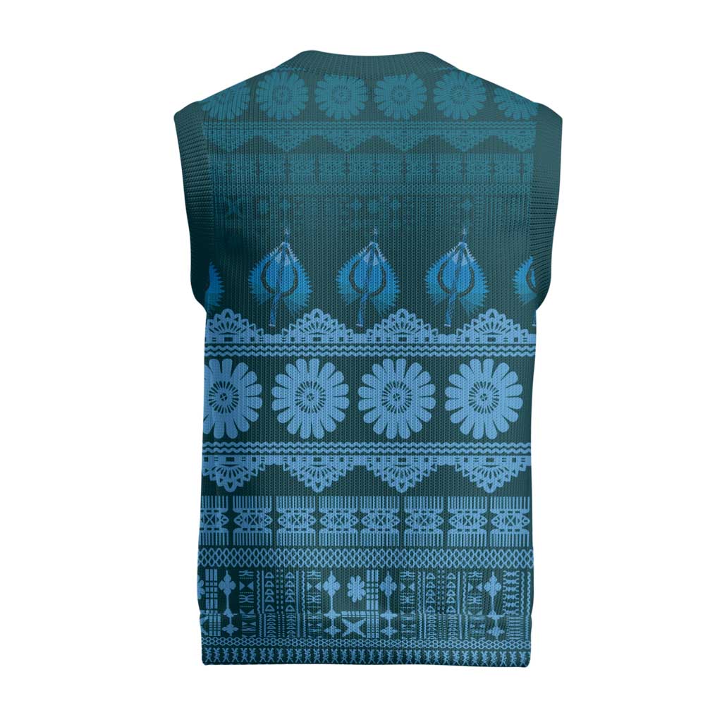 Bula Fiji Iri ni Meke Christmas Knitted V-Neck Vest Karakarawa Fijian Masi - Polynesian Pride