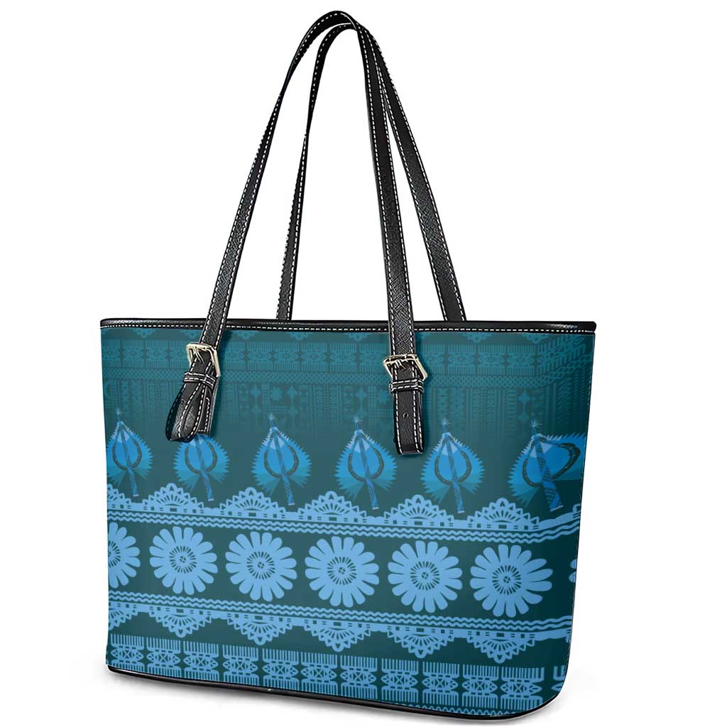 Bula Fiji Iri ni Meke Leather Tote Bag Karakarawa Fijian Masi - Polynesian Pride