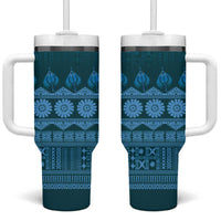 Bula Fiji Iri ni Meke Tumbler With Handle Karakarawa Fijian Masi - Polynesian Pride