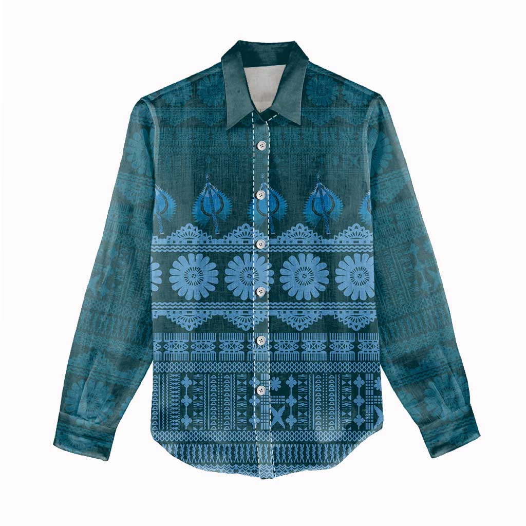 Bula Fiji Iri ni Meke Women Casual Shirt Karakarawa Fijian Masi - Polynesian Pride