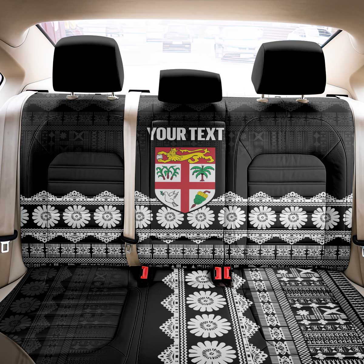 Fiji Tapa Rugby Custom Back Car Seat Cover Go Fijiana - Polynesian Pride