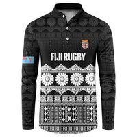 Fiji Tapa Rugby Custom Button Sweatshirt Go Fijiana - Polynesian Pride