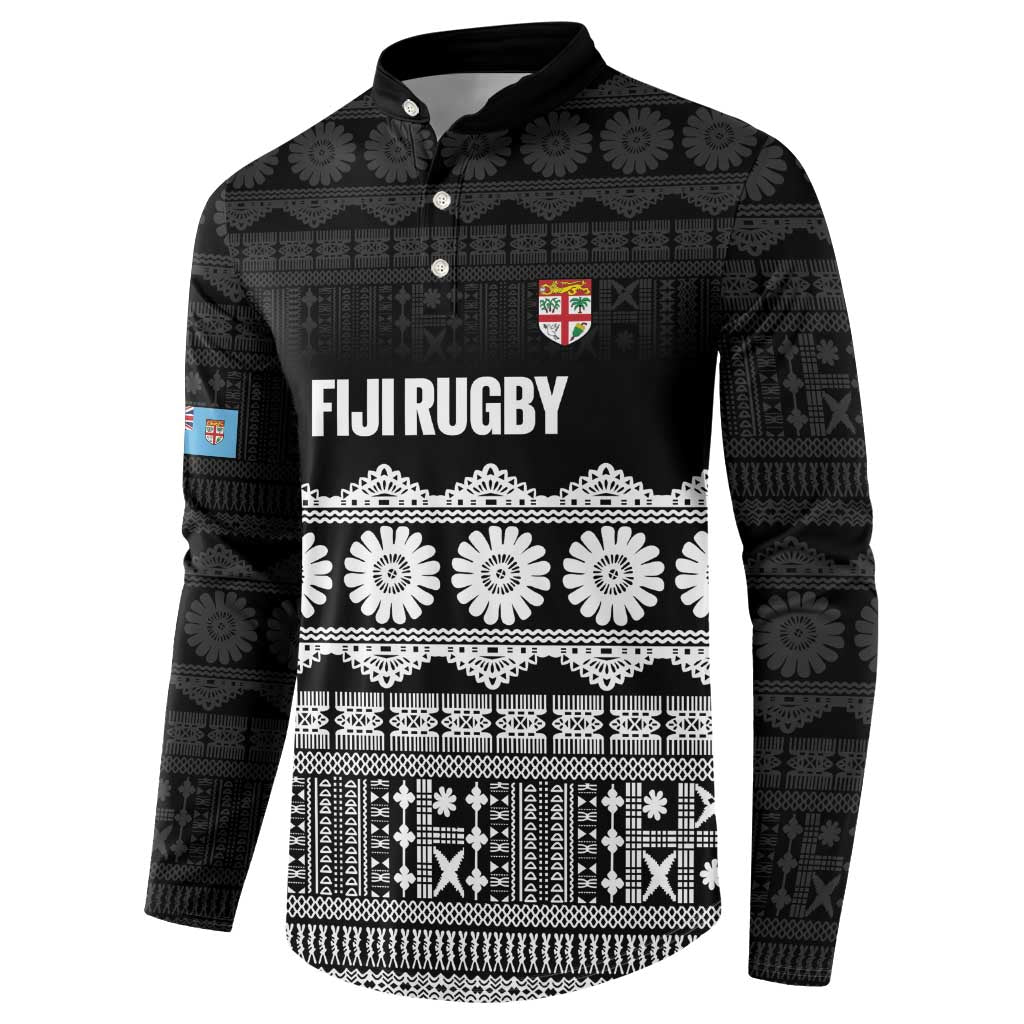 Fiji Tapa Rugby Custom Button Sweatshirt Go Fijiana - Polynesian Pride