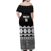 Fiji Tapa Rugby Custom Family Matching Off Shoulder Maxi Dress and Hawaiian Shirt Go Fijiana - Polynesian Pride